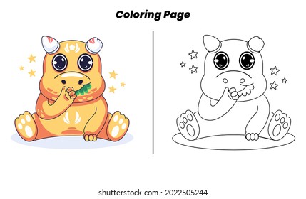 cute dinosaur with coloring page