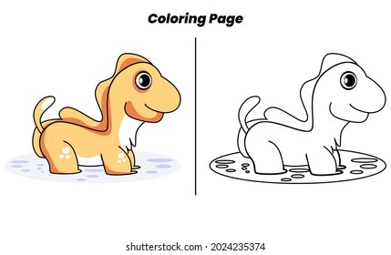 cute dinosaur with coloring page