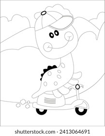 Cute Dinosaur Coloring Page for Kids