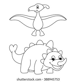 Cute dinosaur coloring page vector Illustration