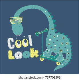 cute dinosaur and cool graphic for t shirt print