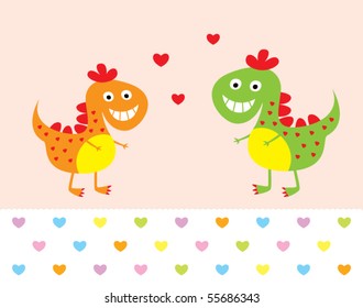 cute dinosaur couple