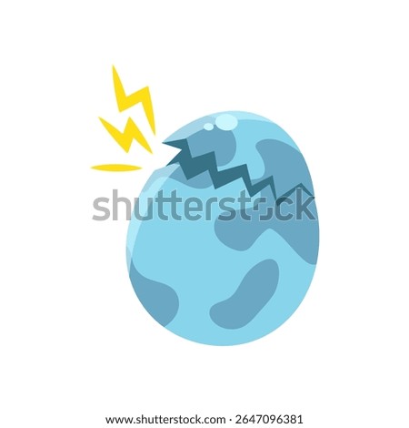 Cute Dinosaur Cracked Blue Egg Illustration