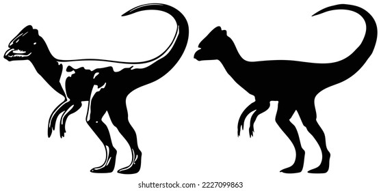 Cute Dinosaur cross looking view silhouette,Tyrannosaurus Vector illustration 