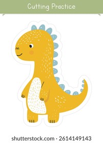 Cute Dinosaur Cutting Practice Worksheets for Kids - Preschool Scissor Skills Printables