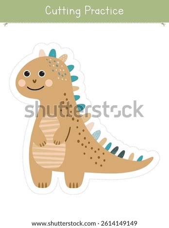 Cute Dinosaur Cutting Practice Worksheets for Kids - Preschool Scissor Skills Printables