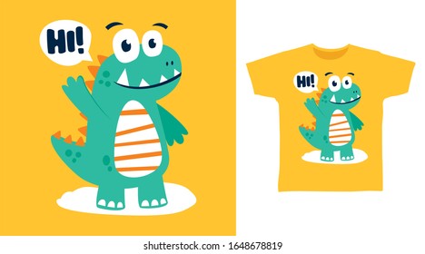 Cute dinosaur design vector illustration ready for print on t-shirt, apparel, poster and other uses.