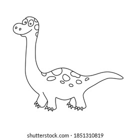 Cute dinosaur. Dino Brachiosaurus. Hand drawn vector illustration for coloring books and prints