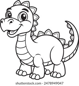 Cute Dinosaur Doodle Coloring Page Character