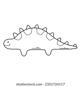 Cute Dinosaur in doodle style. Linear baby dino isolated on white background. Vector illustration.