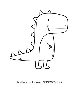 Cute Dinosaurier im Doodle-Stil. Lineares Baby-Dino einzeln auf weißem Hintergrund. Vektorgrafik.