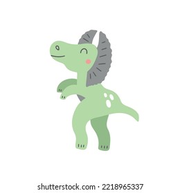 Cute dinosaur in doodle style. Vector illustration on a white background for decorating a children's room and textiles.