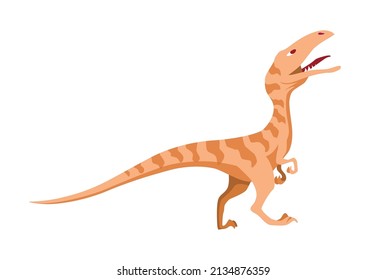 Cute dinosaur or dragon cartoon character in flat style. Vector illustration isolated on white background. Prehistoric funny little monster for children theme