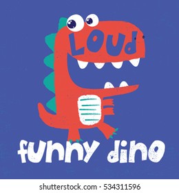 cute dinosaur drawing for baby fashion print