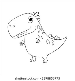 Cute dinosaur drawing for children. Colorful hand drawn dinosaur in cartoon style. Cute animal. Coloring pages for children