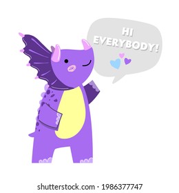 cute dinosaur drawing flat bubble