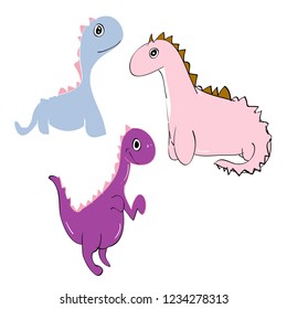 cute dinosaur drawing for tee,shirt,print vector