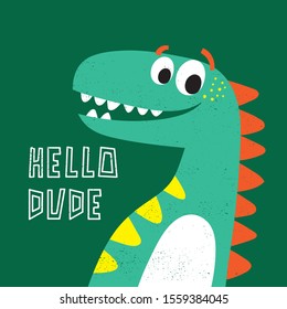 cute dinosaur drawing as vector for baby fashion