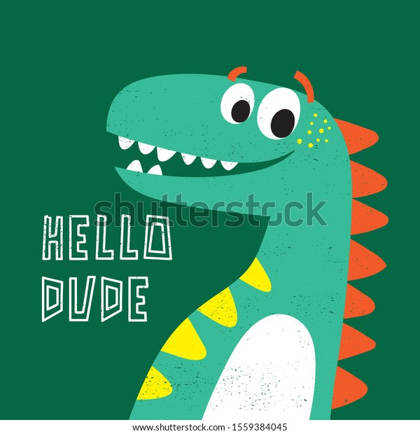 Cute Dinosaur Drawing Vector Baby Fashion Stock Vector Royalty Free