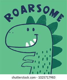 cute dinosaur drawing as vector for kids fashion