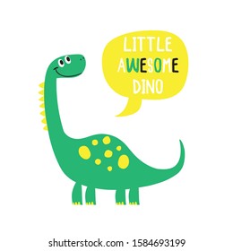 cute dinosaur drawing as vector for tee print