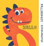 cute dinosaur drawn as vector with grunge texture for kids fashion