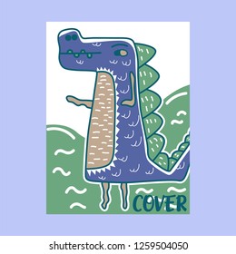 cute dinosaur drawn as vector for kids fashion – Vector