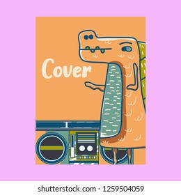 cute dinosaur drawn as vector for kids fashion – Vector
