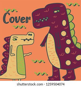 cute dinosaur drawn as vector for kids fashion – Vector