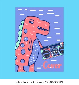 cute dinosaur drawn as vector for kids fashion – Vector