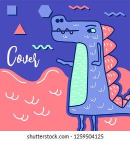 cute dinosaur drawn as vector for kids fashion – Vector
