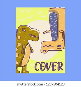 cute dinosaur drawn as vector for kids fashion – Vector