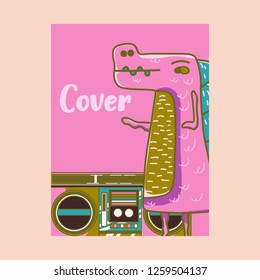 cute dinosaur drawn as vector for kids fashion – Vector