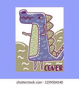 cute dinosaur drawn as vector for kids fashion – Vector