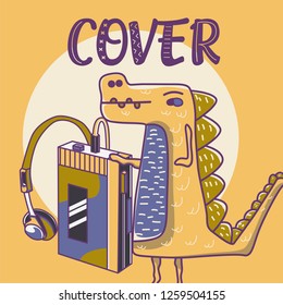 cute dinosaur drawn as vector for kids fashion – Vector