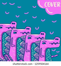 cute dinosaur drawn as vector for kids fashion – Vector