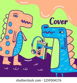 cute dinosaur drawn as vector for kids fashion – Vector