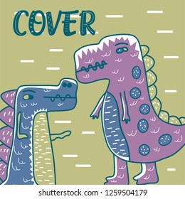 cute dinosaur drawn as vector for kids fashion – Vector
