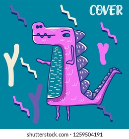 cute dinosaur drawn as vector for kids fashion – Vector