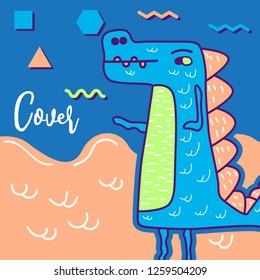cute dinosaur drawn as vector for kids fashion – Vector