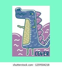 cute dinosaur drawn as vector for kids fashion – Vector