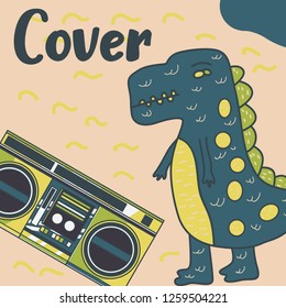 cute dinosaur drawn as vector for kids fashion – Vector