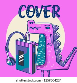 cute dinosaur drawn as vector for kids fashion – Vector