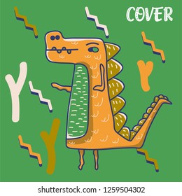 cute dinosaur drawn as vector for kids fashion – Vector