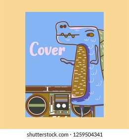 cute dinosaur drawn as vector for kids fashion – Vector