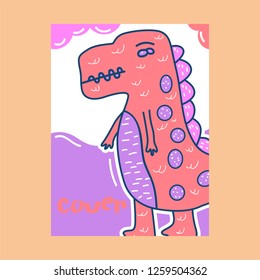 cute dinosaur drawn as vector for kids fashion – Vector