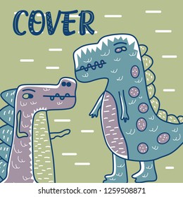 cute dinosaur drawn as vector for kids fashion – Vector