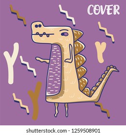 cute dinosaur drawn as vector for kids fashion – Vector