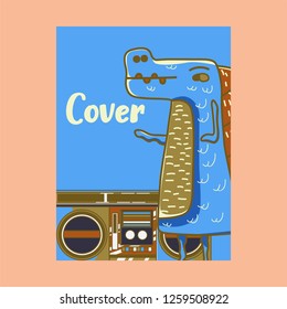 cute dinosaur drawn as vector for kids fashion – Vector