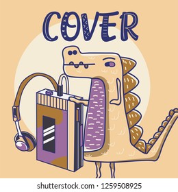 cute dinosaur drawn as vector for kids fashion – Vector